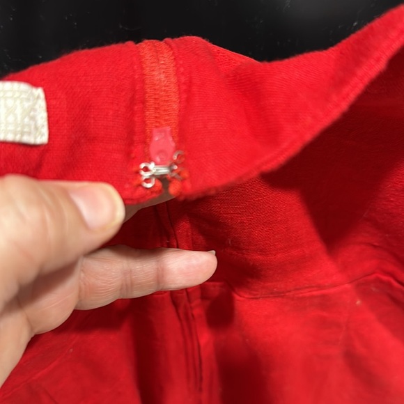 Red Gianni bini linen large women’s zip up spaghetti strap sundress knee length - Picture 6 of 7